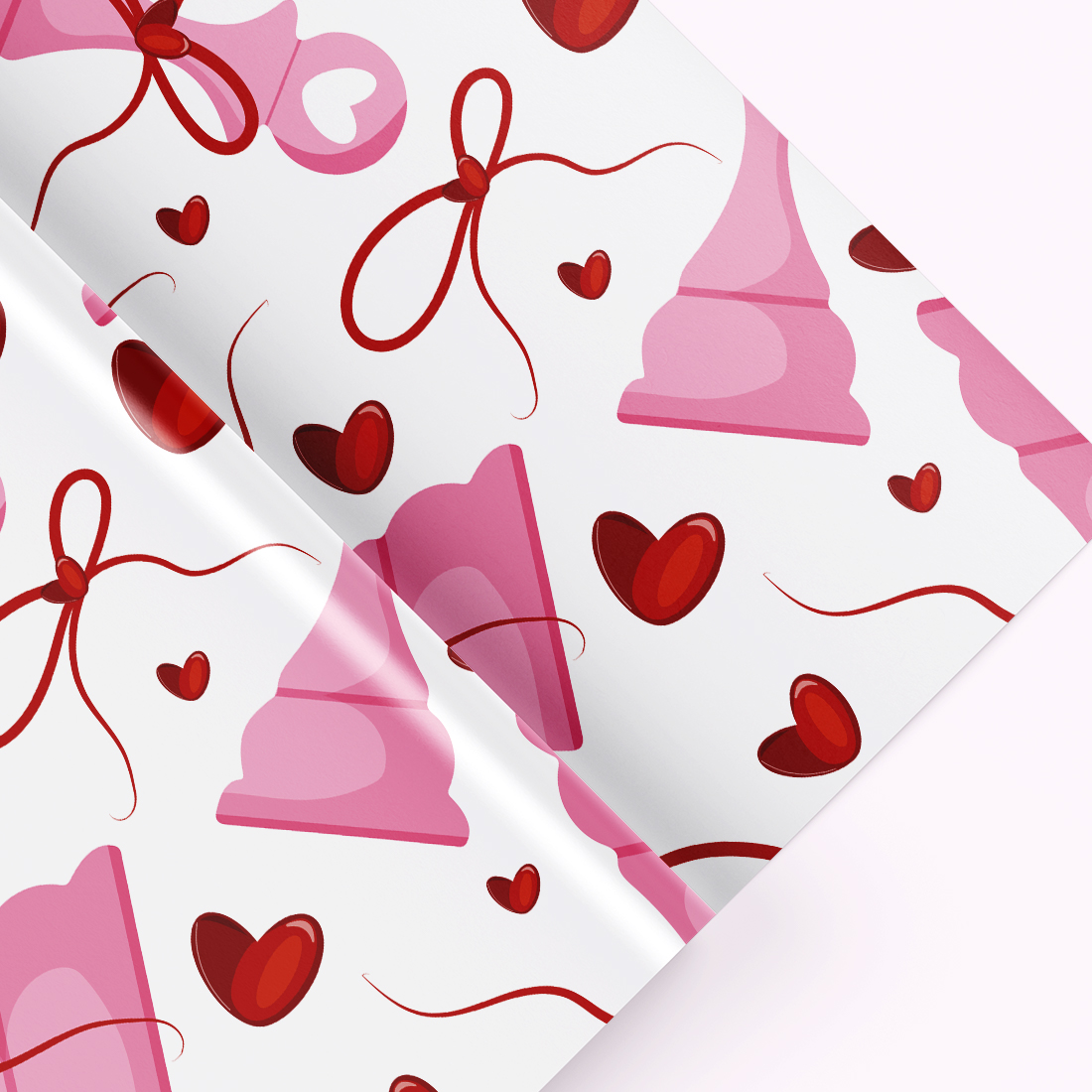 Set of 7 Valentine’s Day Chess Patterns with Bows & Pink Design preview image.