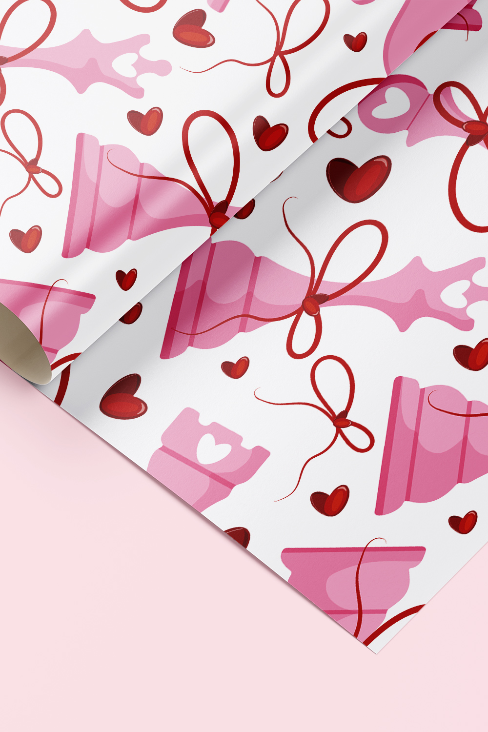 Set of 7 Valentine’s Day Chess Patterns with Bows & Pink Design pinterest preview image.