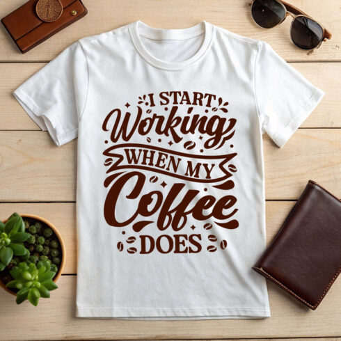 I Start Working When My Coffee Does Typography design template Typography coffee quotes design vector cover image.