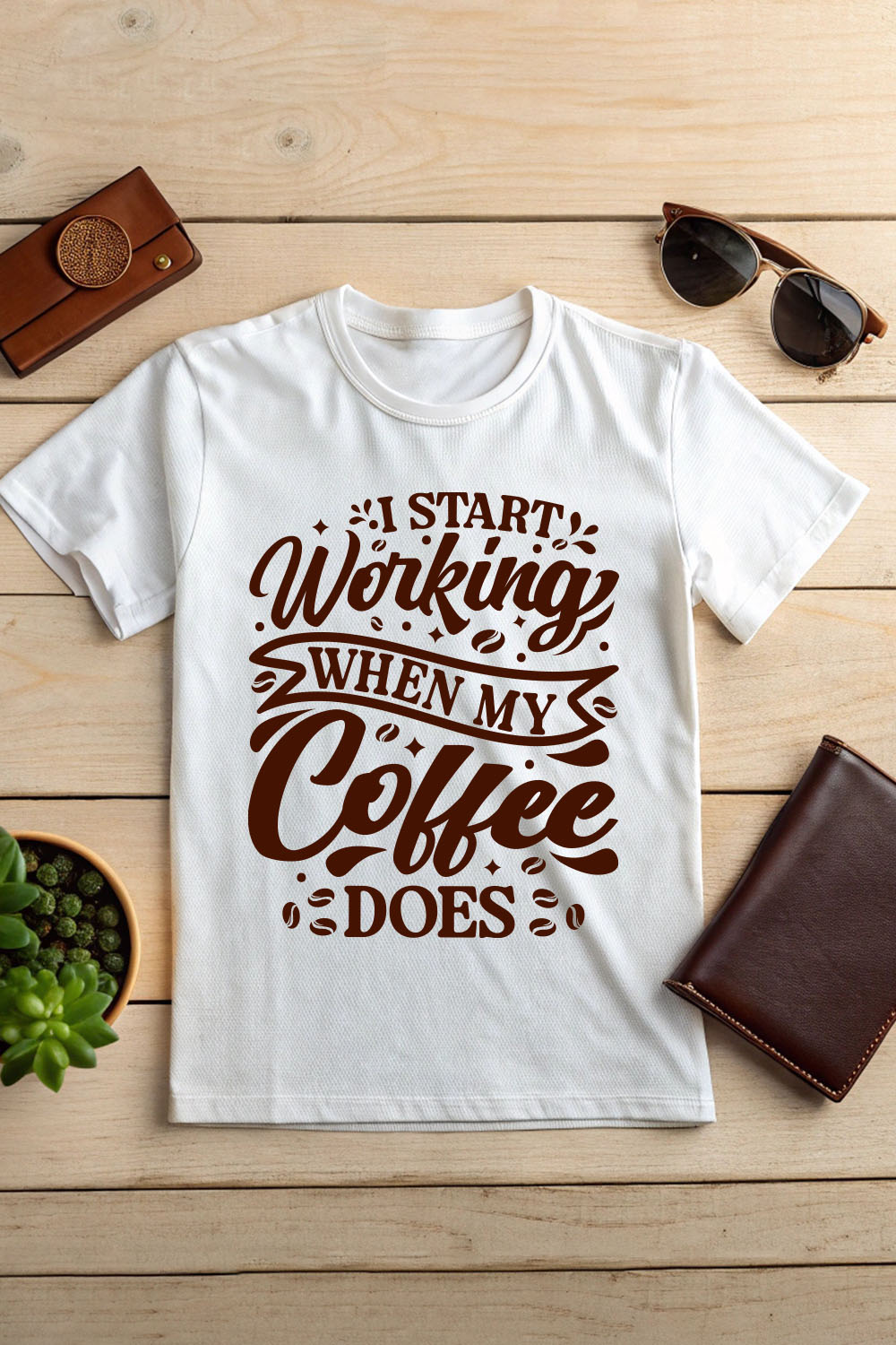 I Start Working When My Coffee Does Typography design template Typography coffee quotes design vector pinterest preview image.