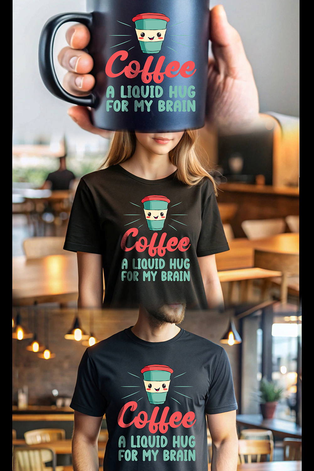 Coffee a Liquid Hug for Your Brain for Coffee Lover pinterest preview image.