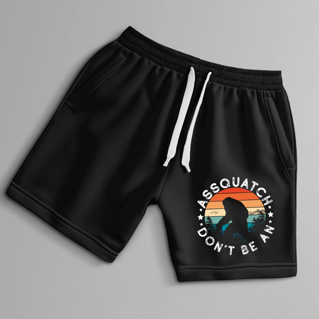 cool outdoors adventure bigfoot design for apparel merchandise 8 black shorts up 906