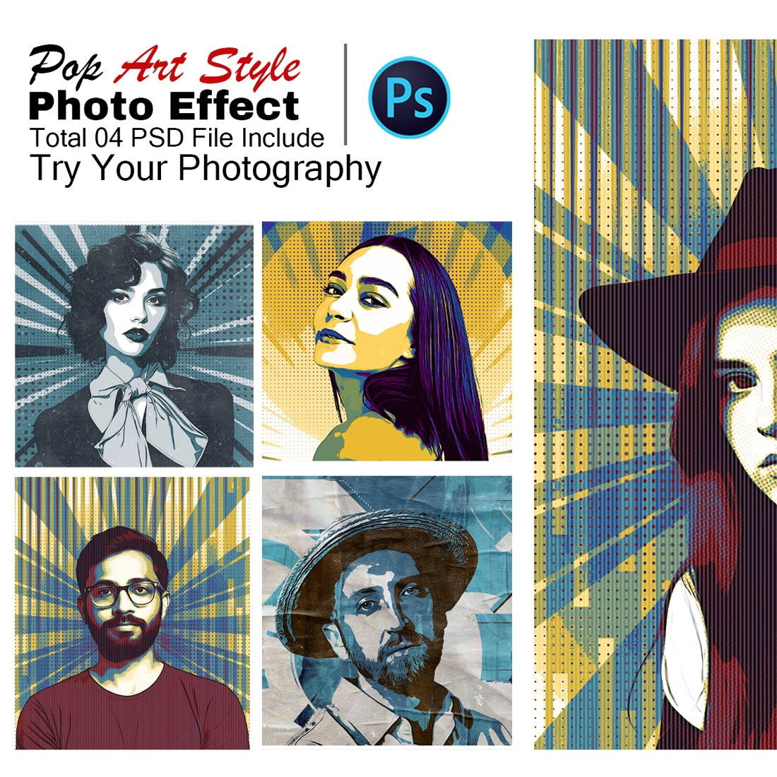 Photoshop Pop Art Style Photo Effect cover image.