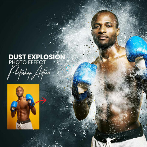 Dust Explosion Photoshop Action cover image.