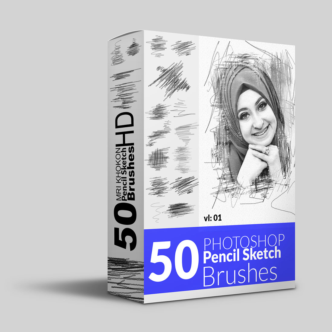 50 Pencil Sketch Brush Bundle cover image.