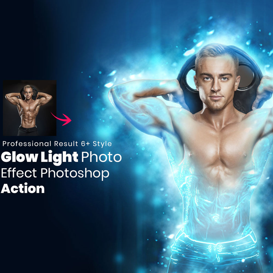 Glow Light Photoshop Action cover image.