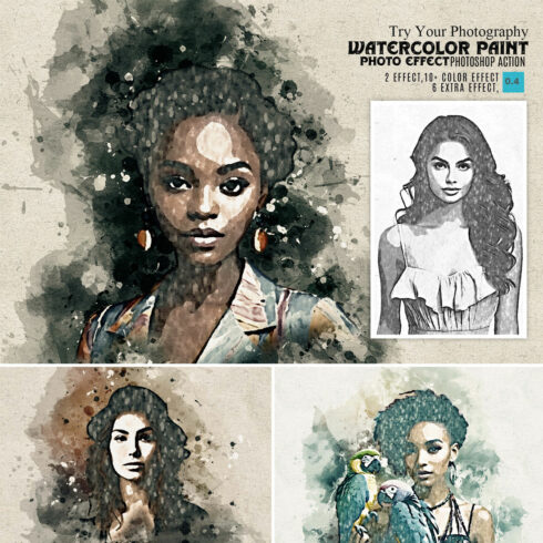 Watercolor Paint Art Effect Action cover image.