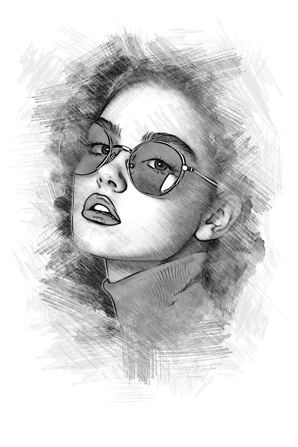 Pencil Sketch Photoshop Action pinterest preview image.