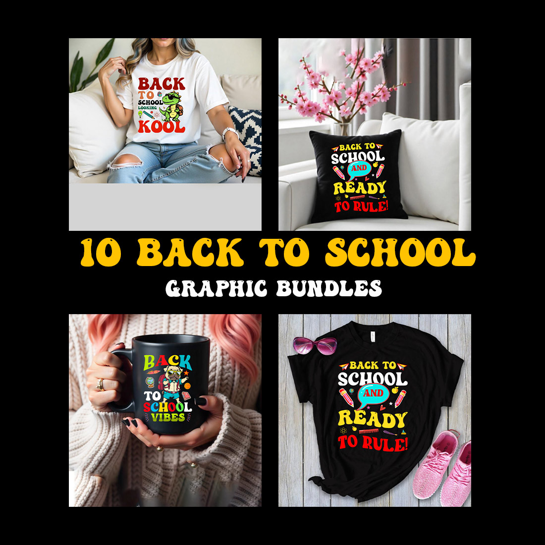 10 Back to school graphic bundles preview image.