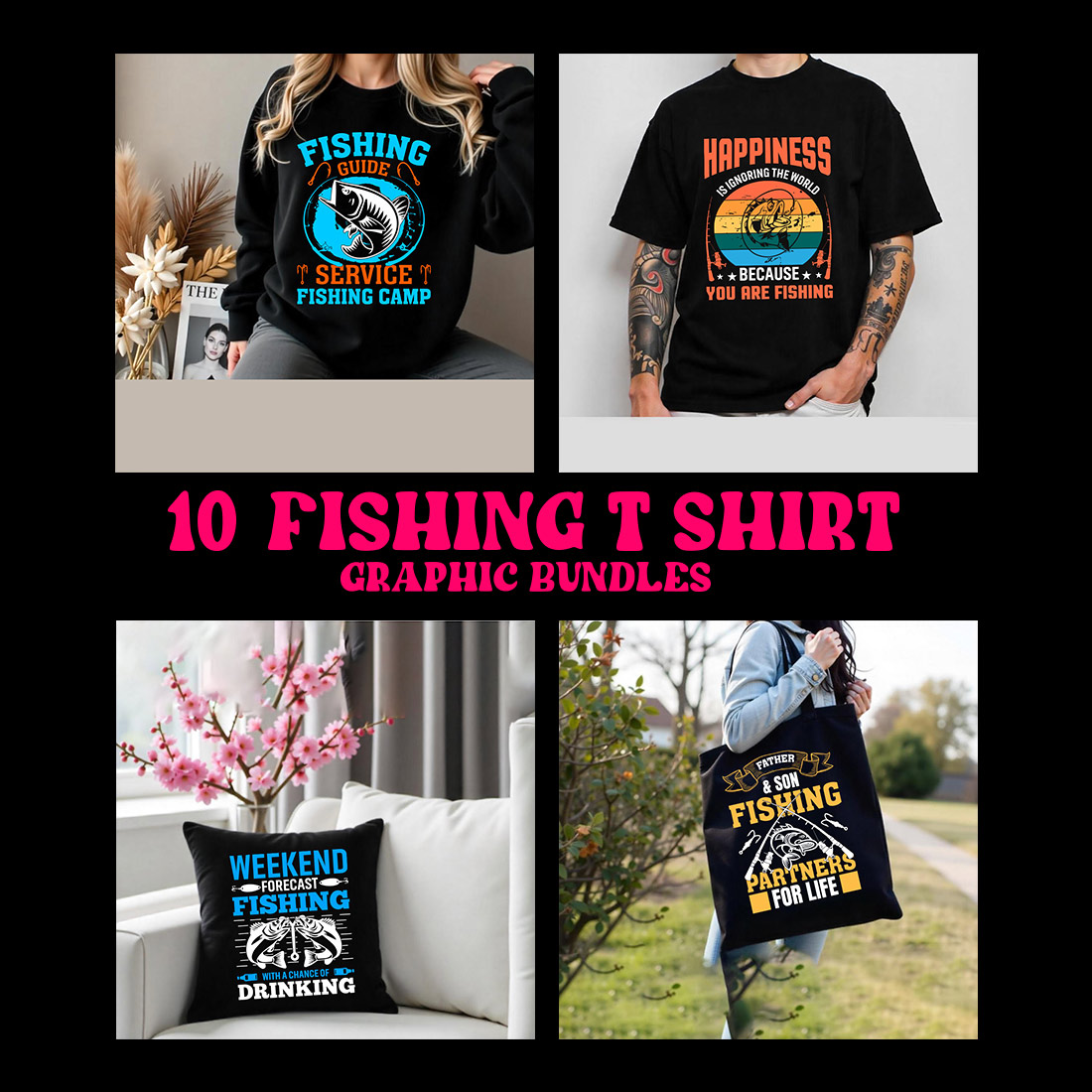 10 fishing graphic desing for fishing lovers preview image.