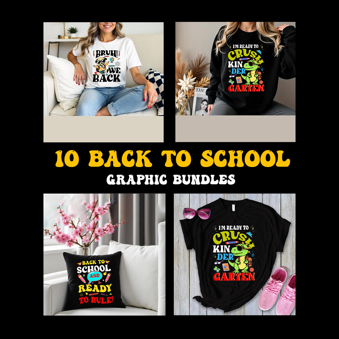 10 Back to school graphic bundles cover image.