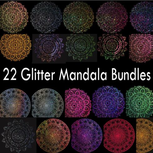 Glitter Mandala Background Bundles , Luxury wallpaper,Vector image cover image.