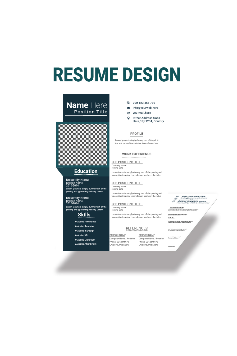 This resume layout balances aesthetics and professionalism with a sleek, minimalist approach pinterest preview image.