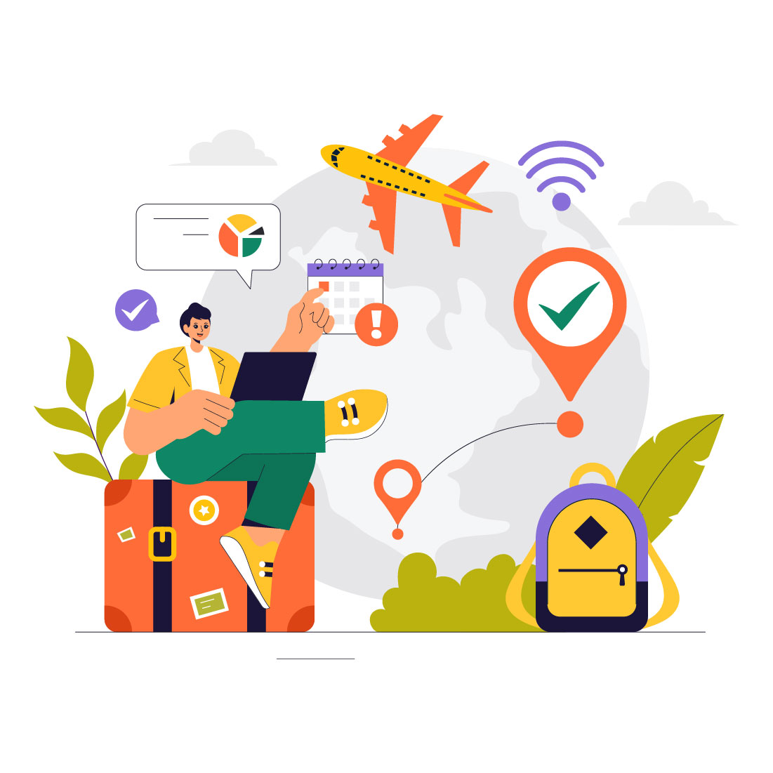 9 Digital Nomad Lifestyle Illustration preview image.