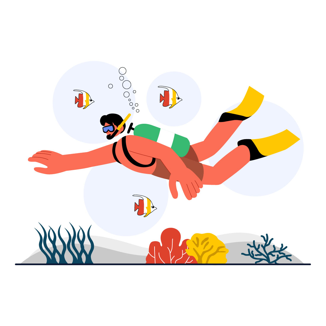 9 Underwater Diving Sport Illustration preview image.