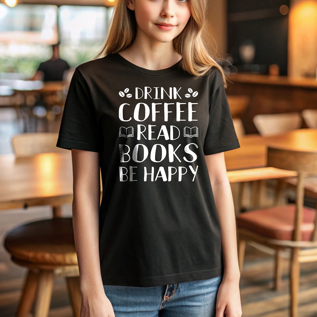 Drink Coffee Read Books Be Happy Sarcastic Design for Coffee and Book Lover preview image.