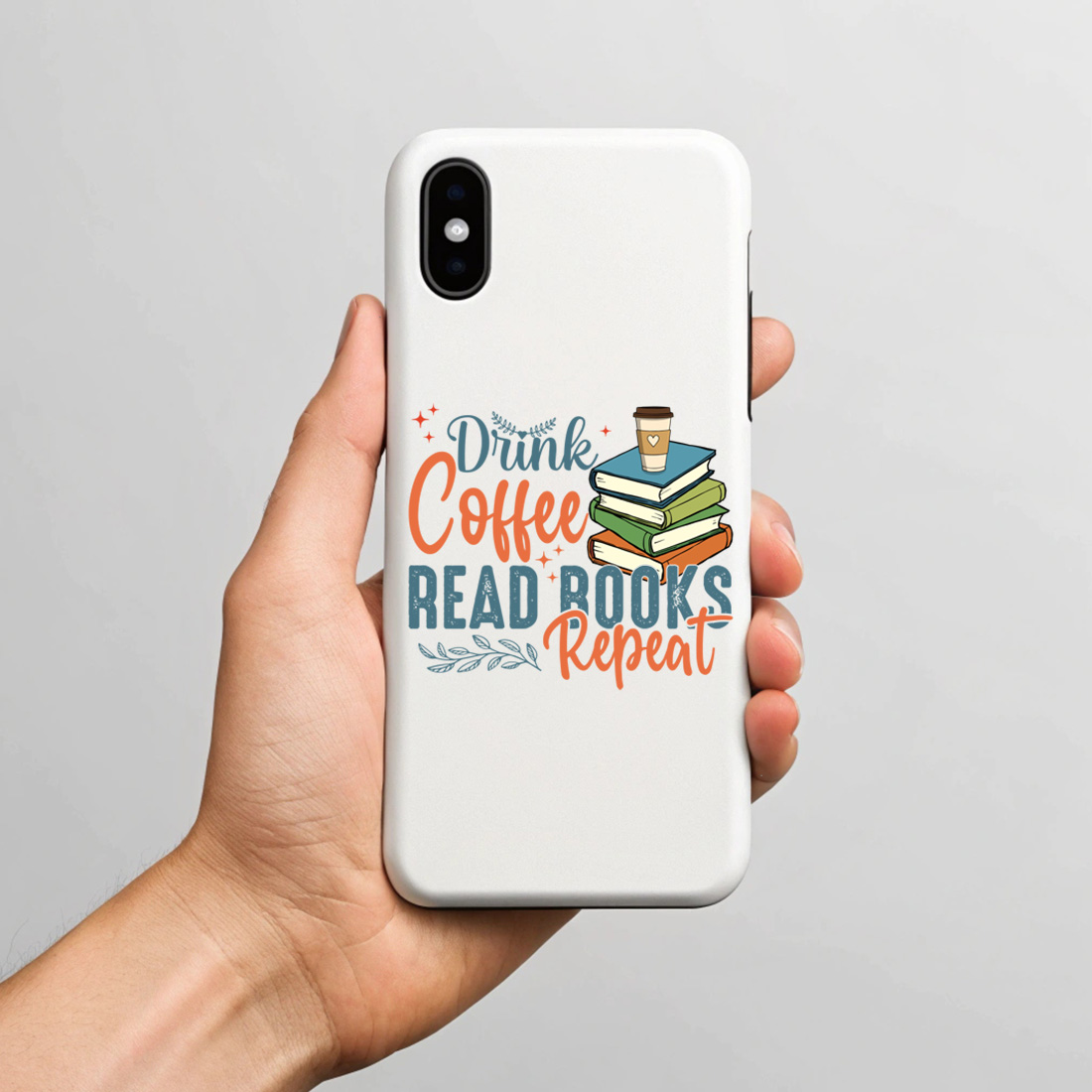 drink coffee read books repeat book lover t shirt design with vintage typography 6 with phone case mock up 107