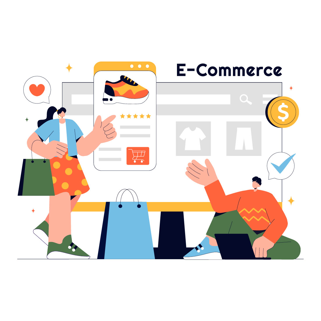 9 E-commerce Transactions Business Illustration cover image.