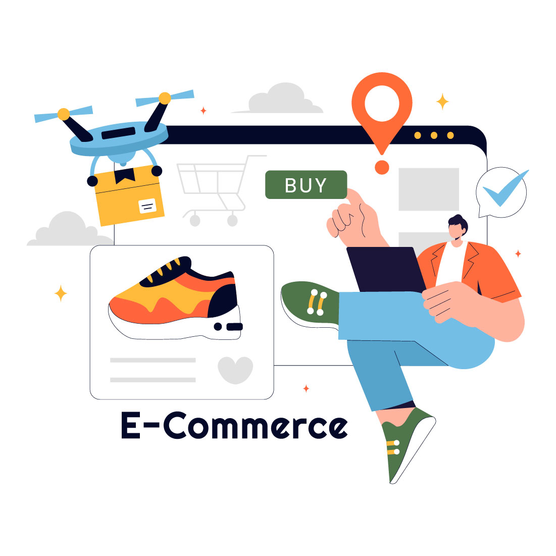 9 E-commerce Transactions Business Illustration preview image.