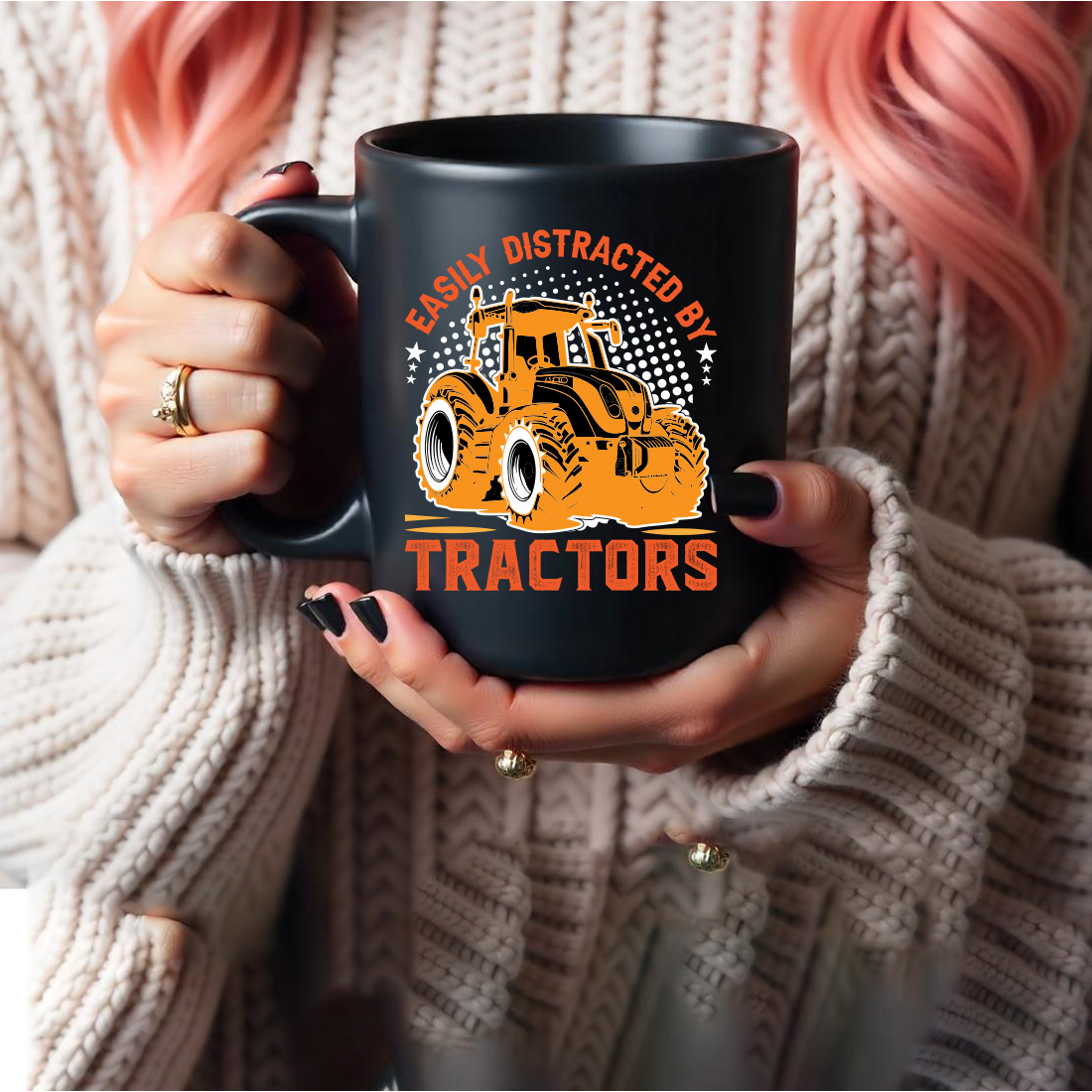 easily distracted by tractors t shirt graphic design 2 921