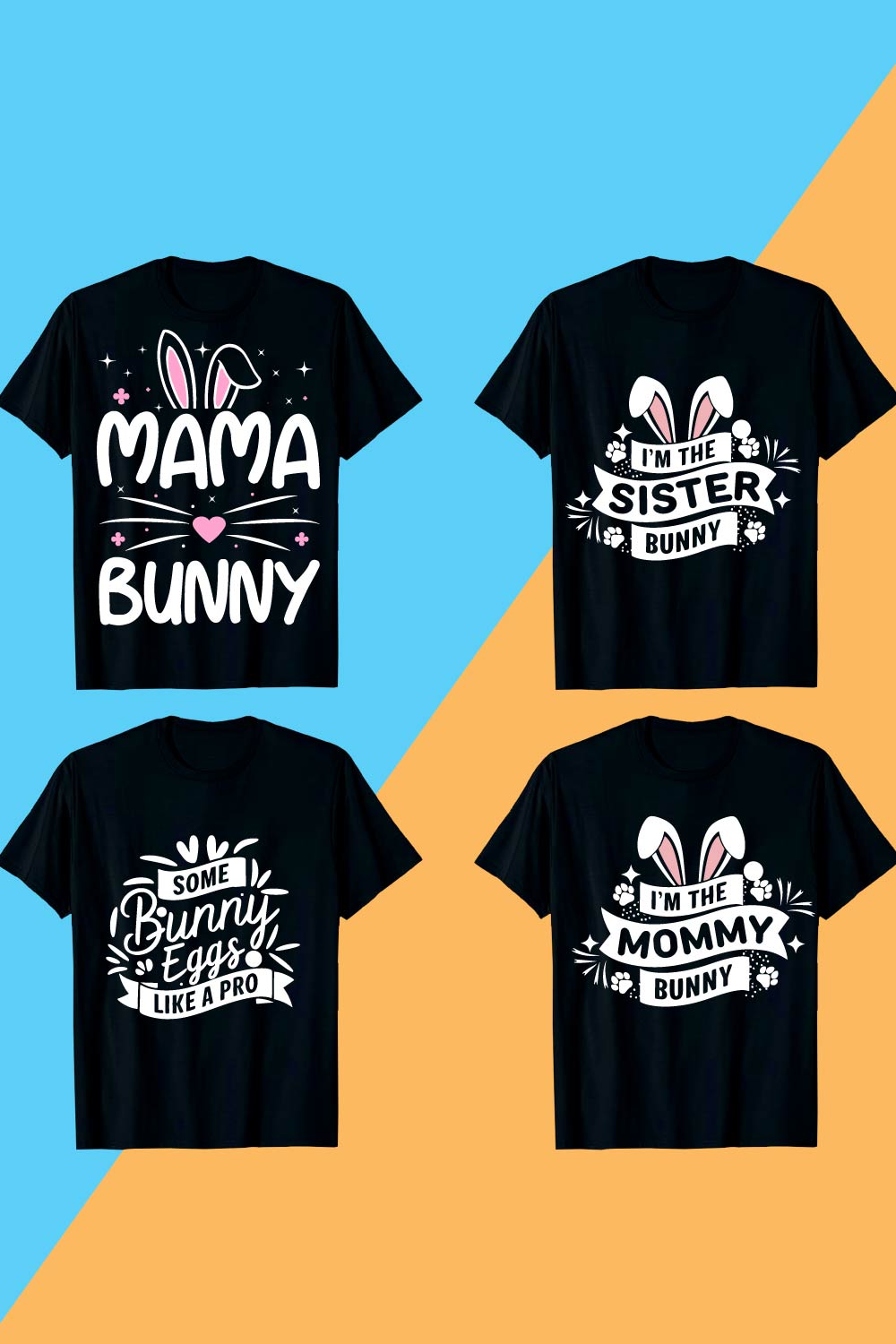 Festive Easter Bunny Typography with Ribbon Banner 40+ Design Bundle SVG pinterest preview image.