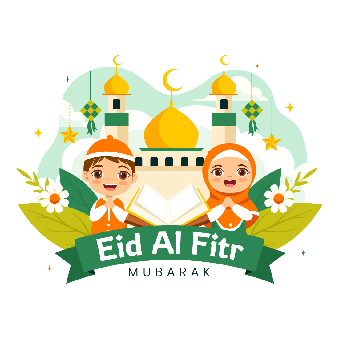 9 Happy Eid Al-Fitr Mubarak Illustration preview image.