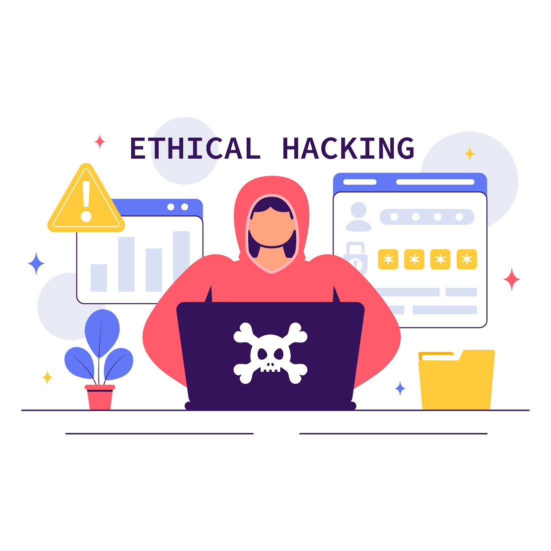 10 Cybersecurity Ethical Hacking Illustration cover image.