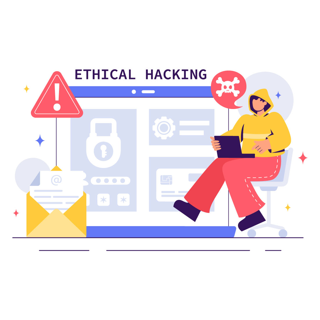 10 Cybersecurity Ethical Hacking Illustration preview image.