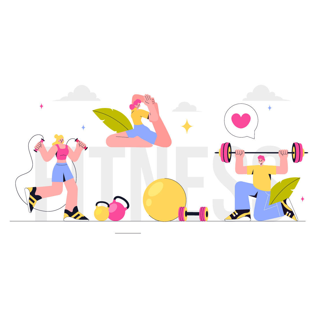 9 Fitness and Gym Illustration preview image.