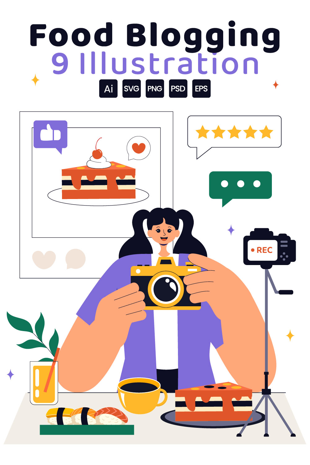 9 Food Blogging Illustration pinterest preview image.