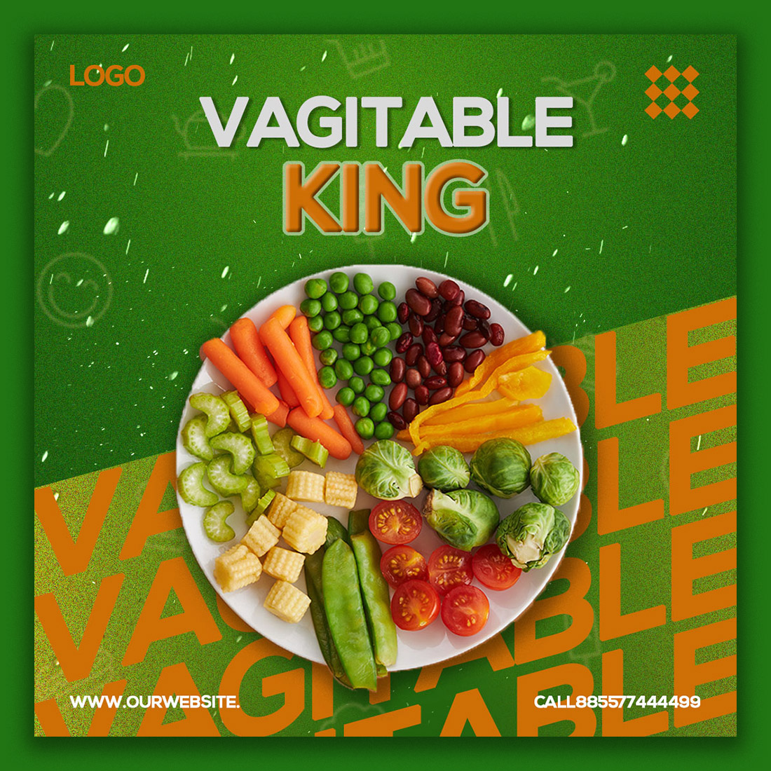 Food Social Media Instagram Post Template vagitable king preview image.