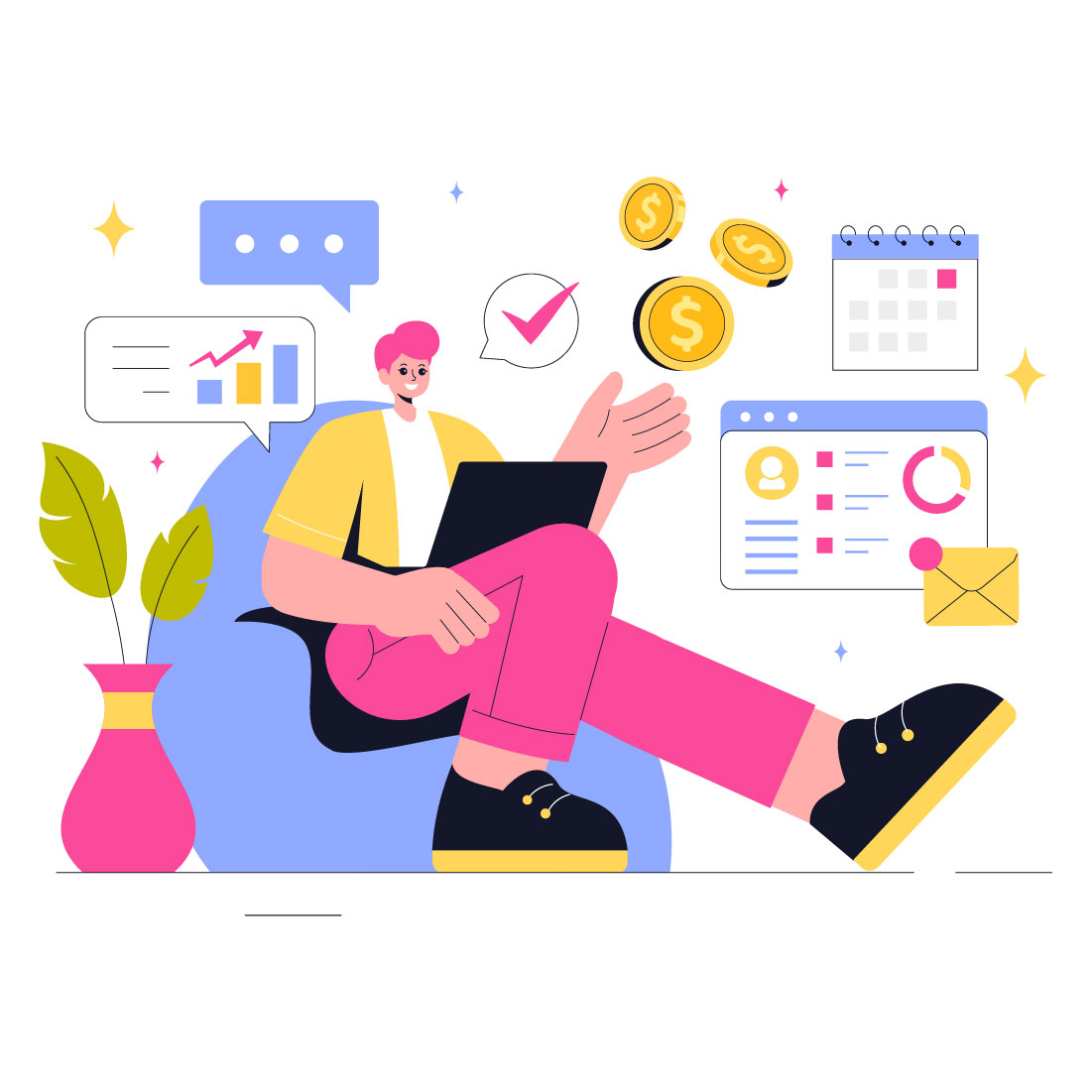 9 Freelancing and Gig Economy Illustration preview image.