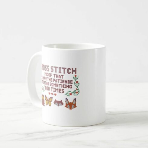 Funny Cross Stitch Lover Mug Design – 'Have Patience to Stab 1000 Times' cover image.