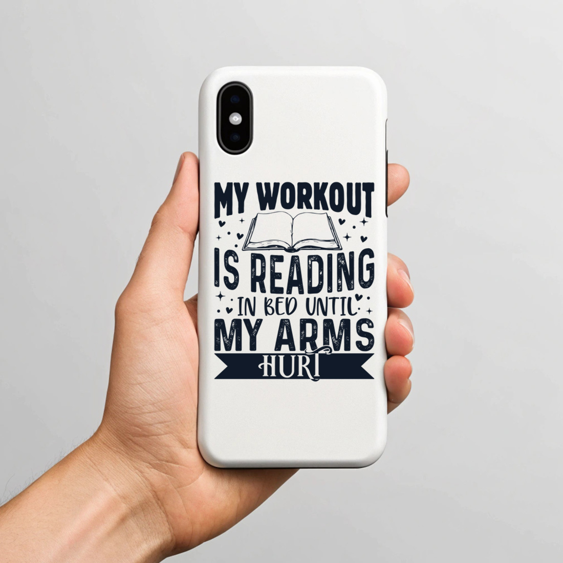 funny reading quote – my workout is reading in bed book lover t shirt design 6 with phone case mock up 435