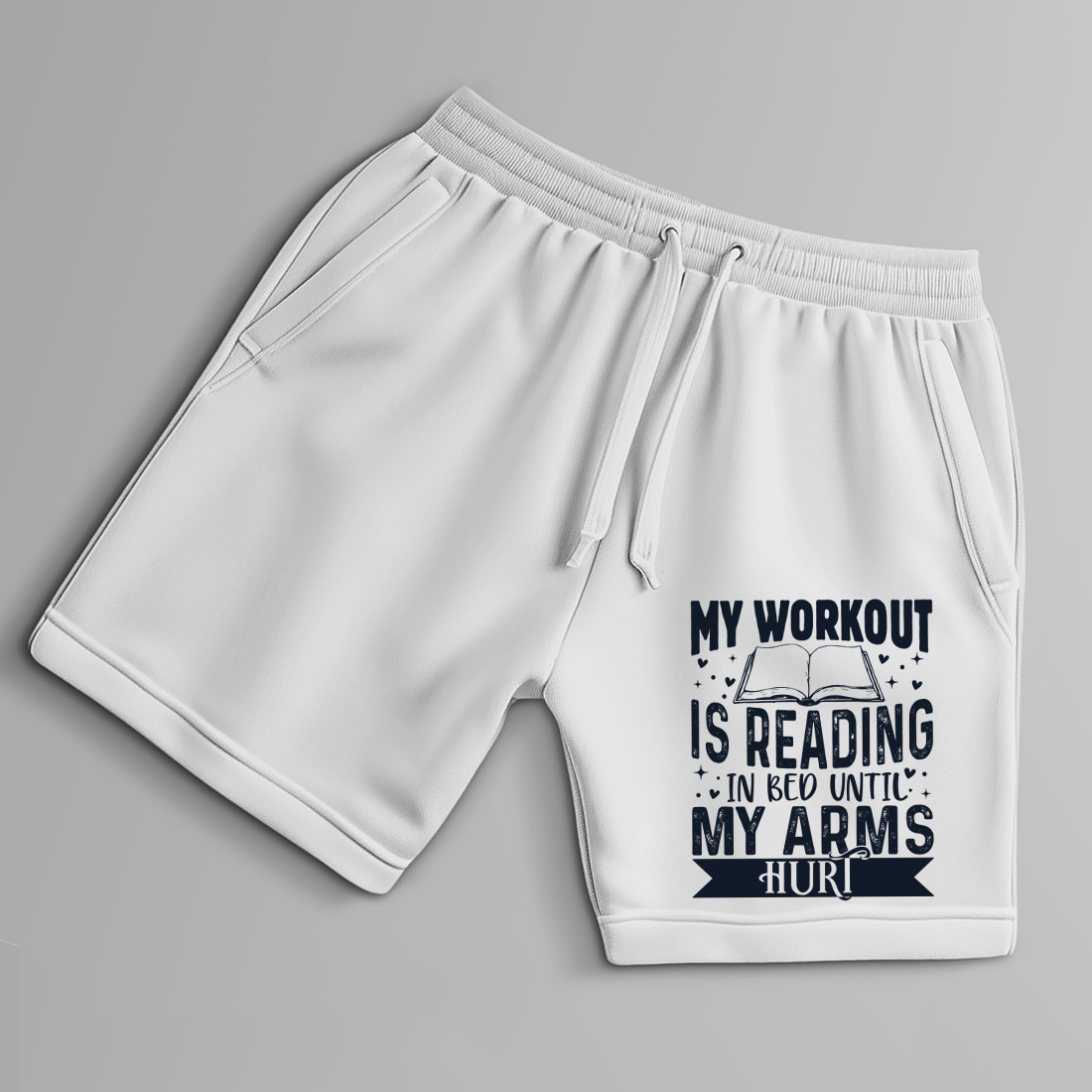 funny reading quote – my workout is reading in bed book lover t shirt design 8 with shorts mock up 82