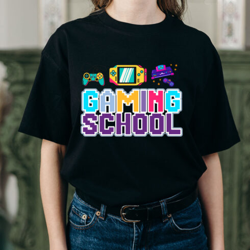 Gaming School T-Shirt Design cover image.