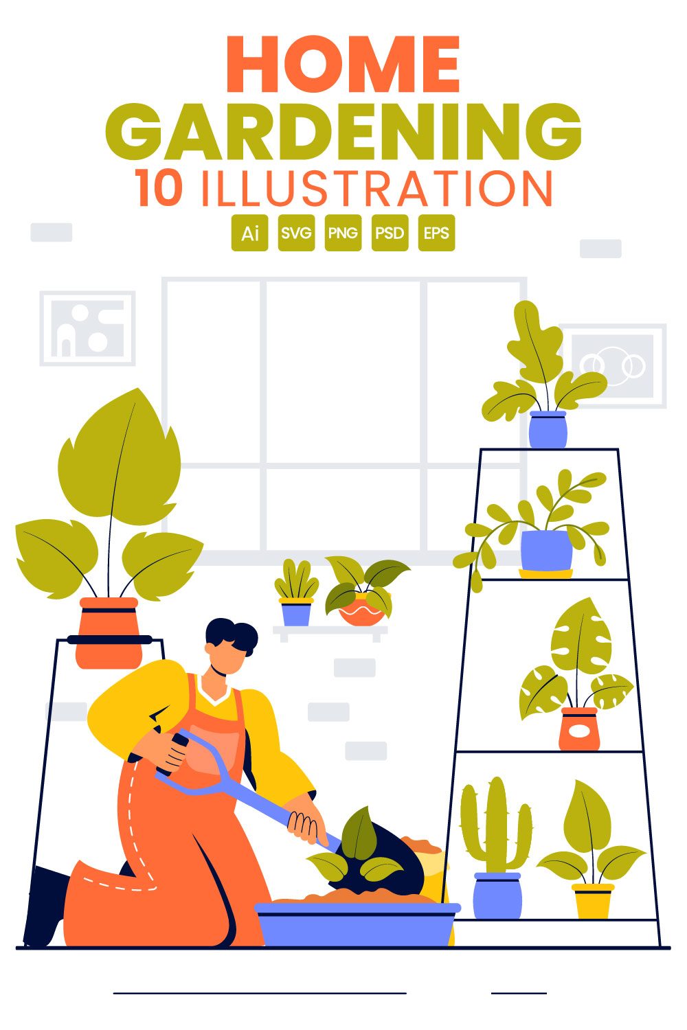 10 Home Gardening Illustration pinterest preview image.