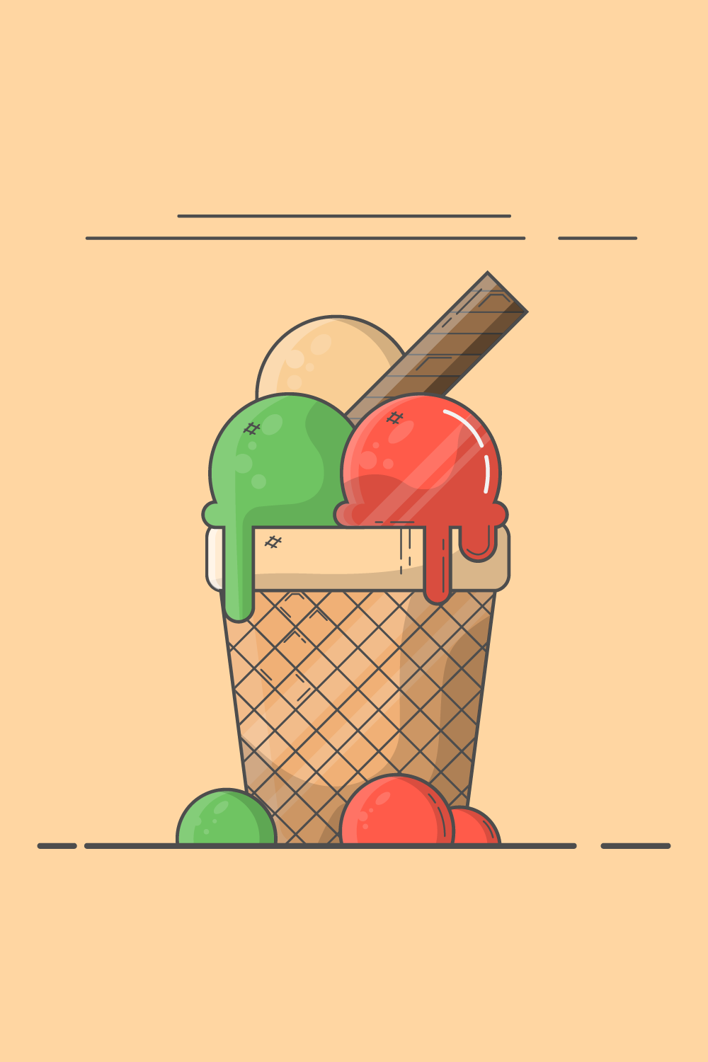 Ice Cream Illustration pinterest preview image.