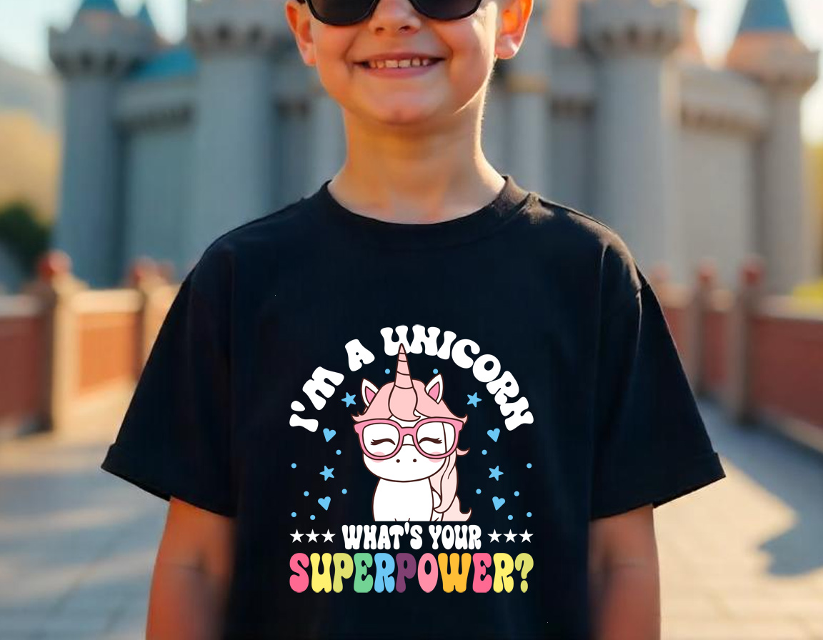 im a unicorn whats your superpower graphic designs male t shirt mockups 707