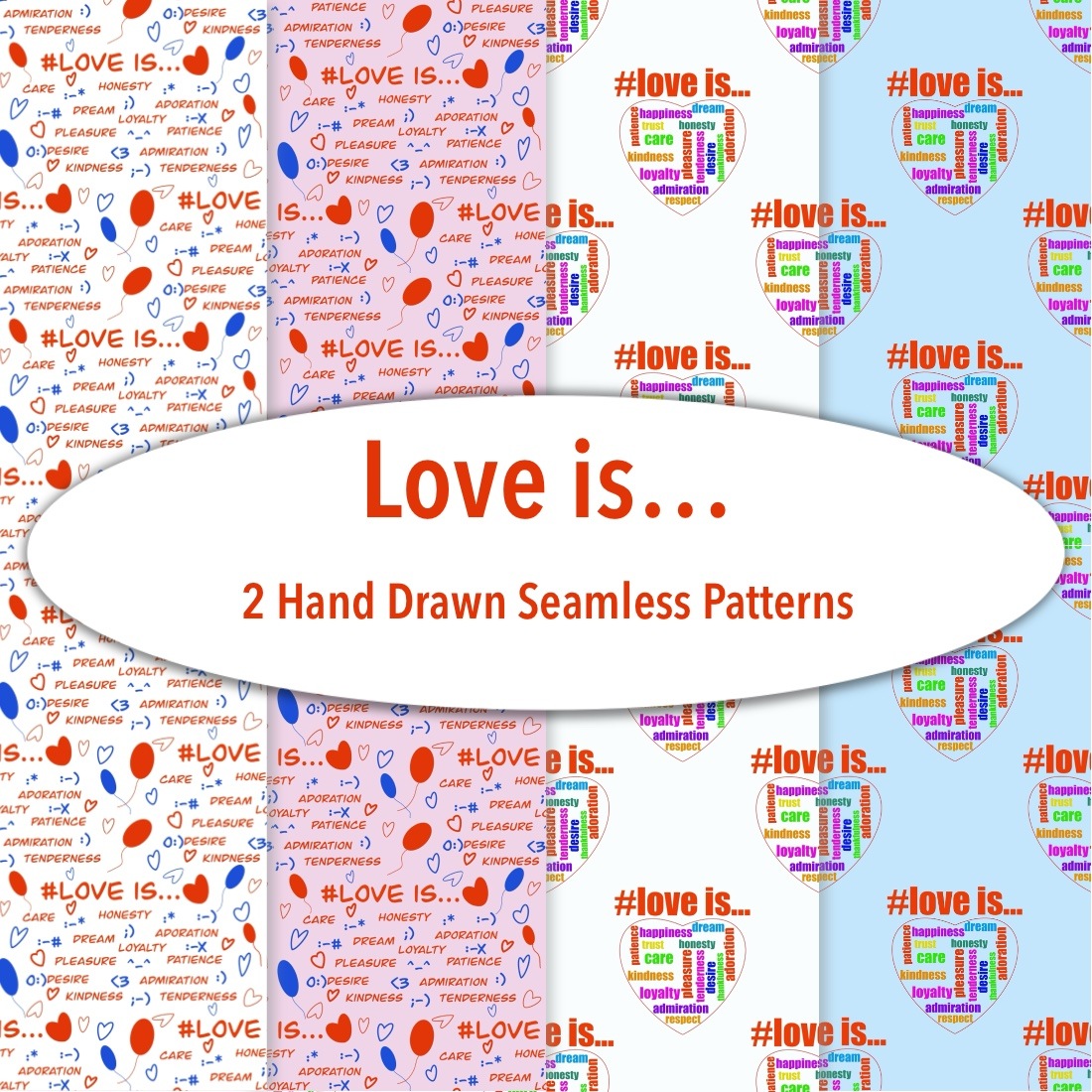 Love is… Hand Drawn Seamless Patterns cover image.