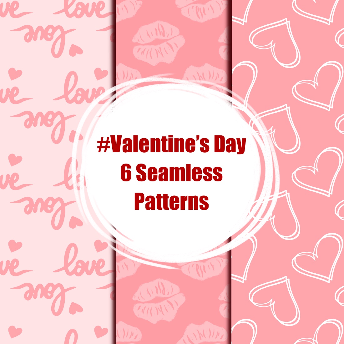 Valentine's Day Seamless Patterns preview image.