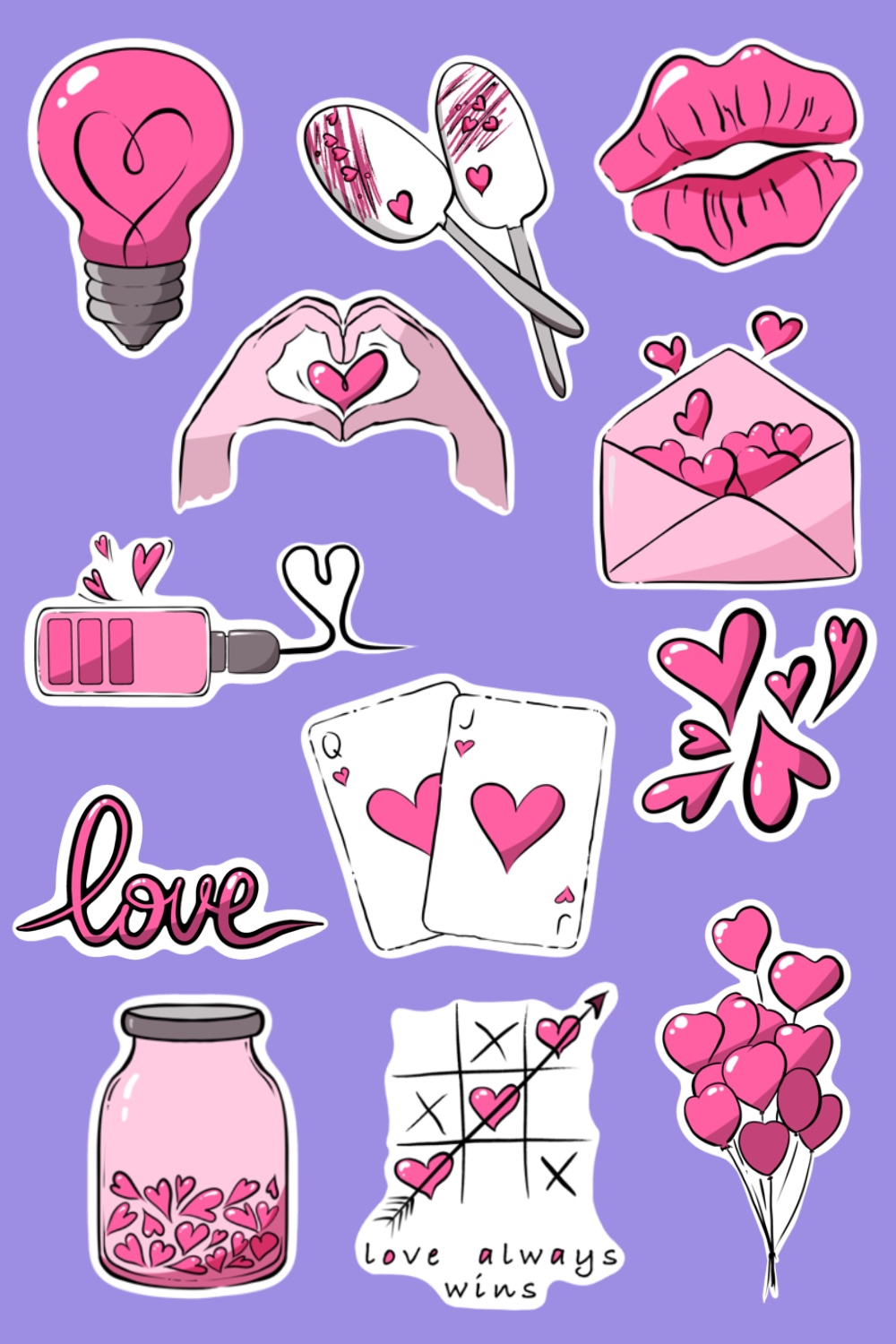 12 Stickers about love pinterest preview image.