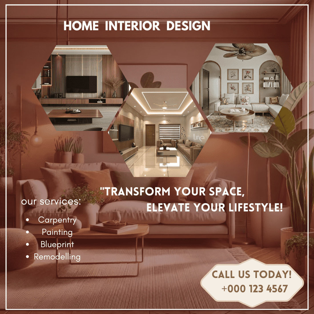 Interior design flyer preview image.