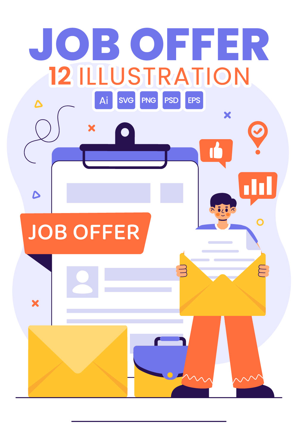 12 Job Offer Recruitment Illustration pinterest preview image.