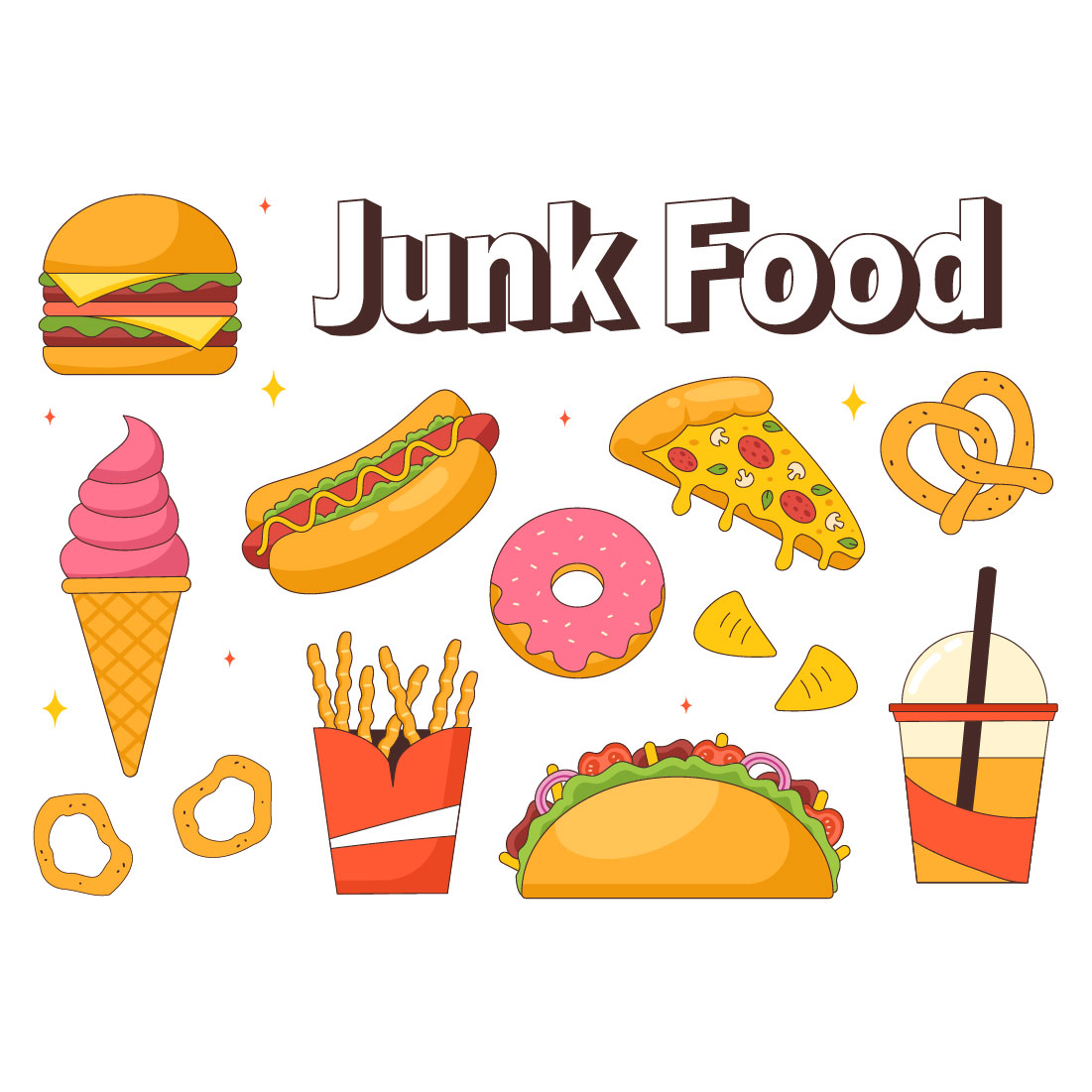 9 Delicious Junk Food Illustration cover image.