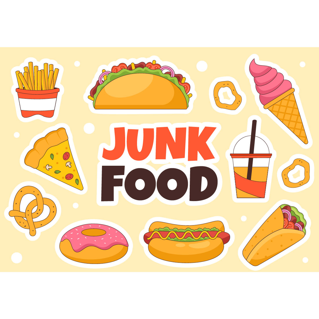 9 Delicious Junk Food Illustration preview image.