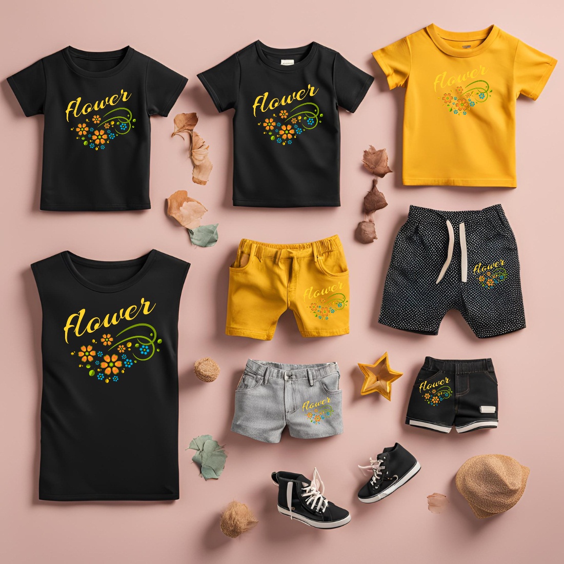 flower t-shirt design for kids preview image.