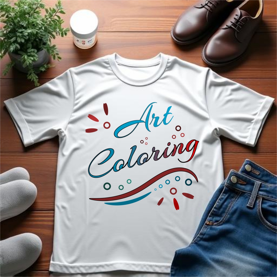 coloring art t-shirt design preview image.