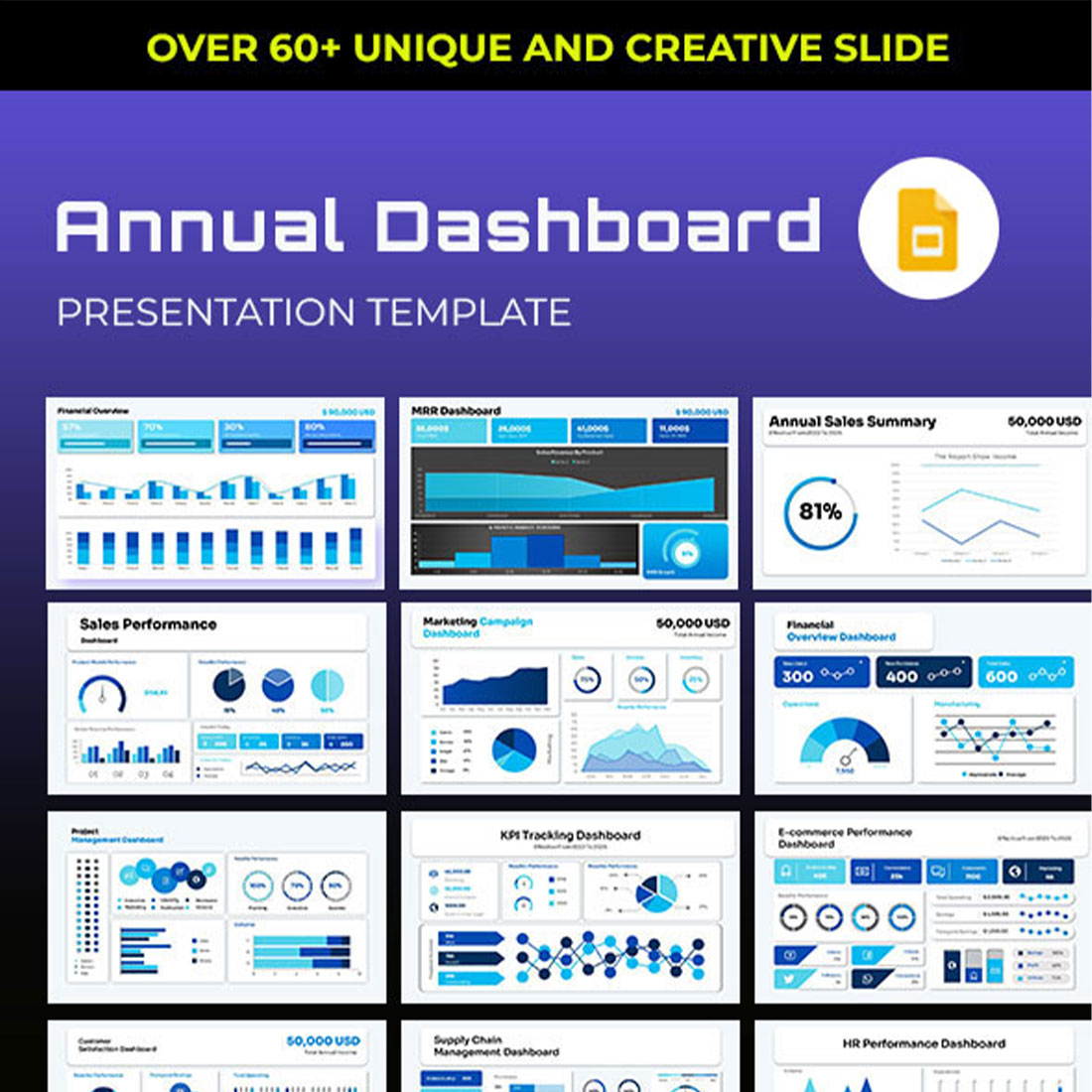 Google Annual sale Performance Template cover image.