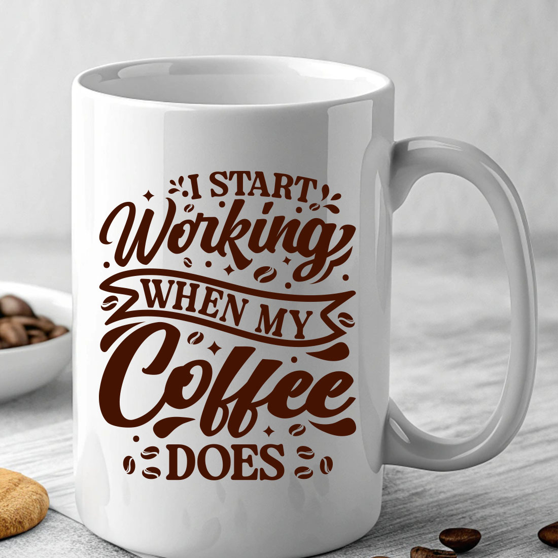 I Start Working When My Coffee Does Typography design template Typography coffee quotes design vector preview image.